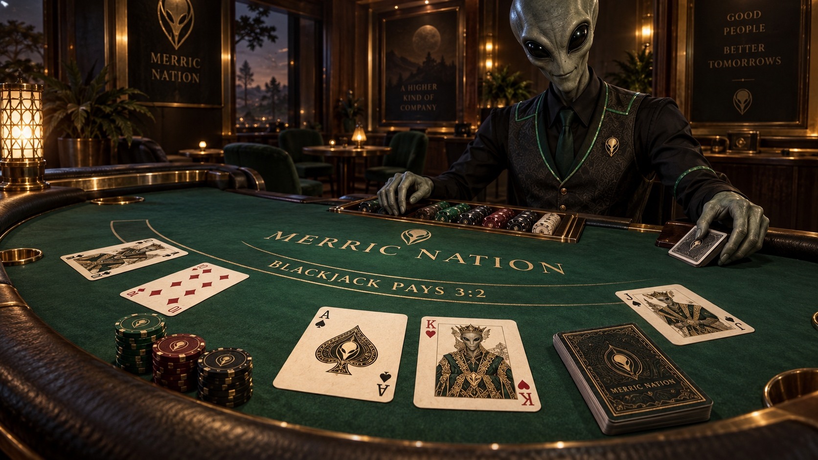 Merric alien-dealer casino artwork