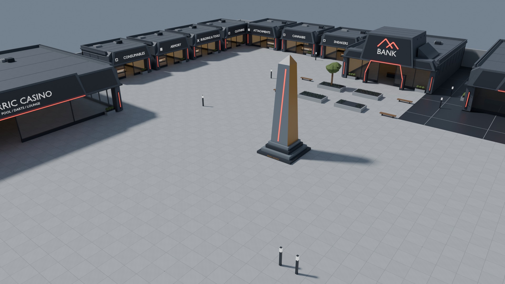 Green Mountain Trader earlier courtyard development view